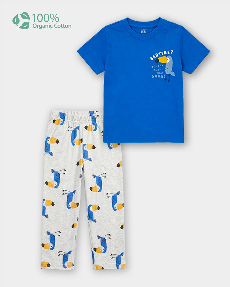 Toddler Boys Organic Cotton Bird Print T-Shirt & Pant Sleep-Set