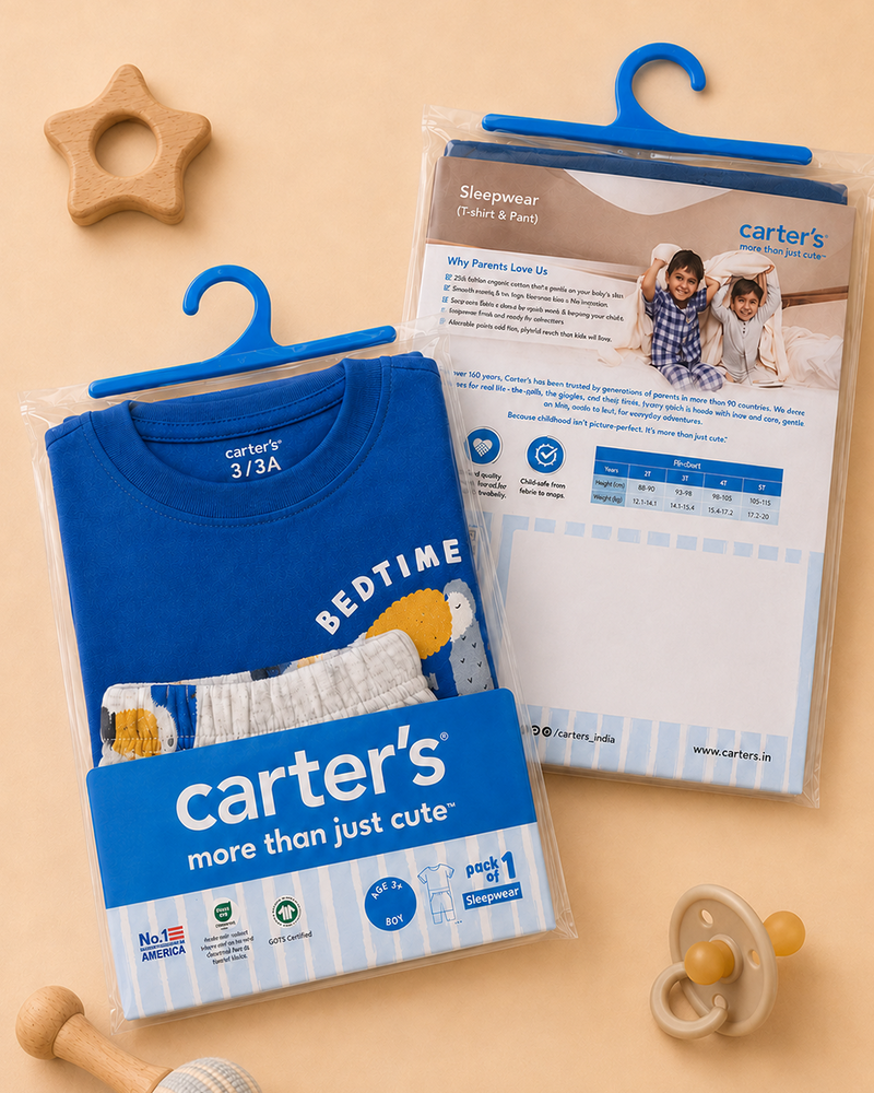 Toddler Boys Organic Cotton Dino Print T-Shirt & Pant Sleep-Set