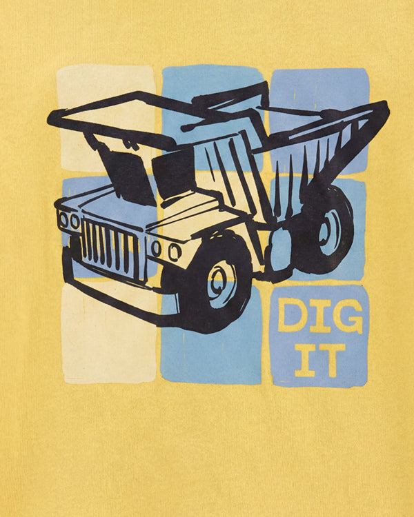 Toddler Boy Organic Cotton Crew Neck T-Shirt With Transport Print