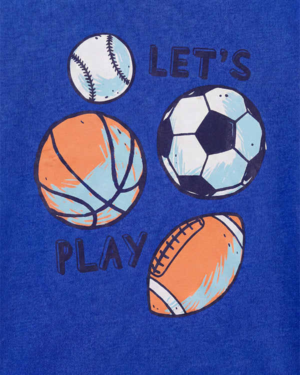 Toddler Boy Organic Cotton Crew Neck T-Shirt With Ball Print