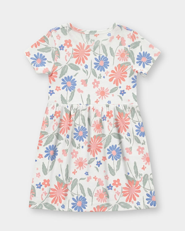 Toddler Girl Organic Cotton Knitted Dress In Fruit Print