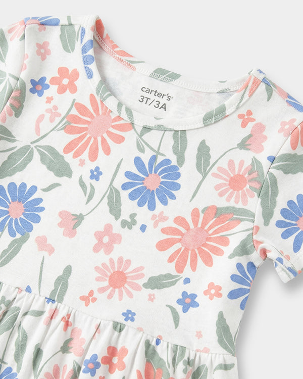 Toddler Girl Organic Cotton Knitted Dress In Fruit Print