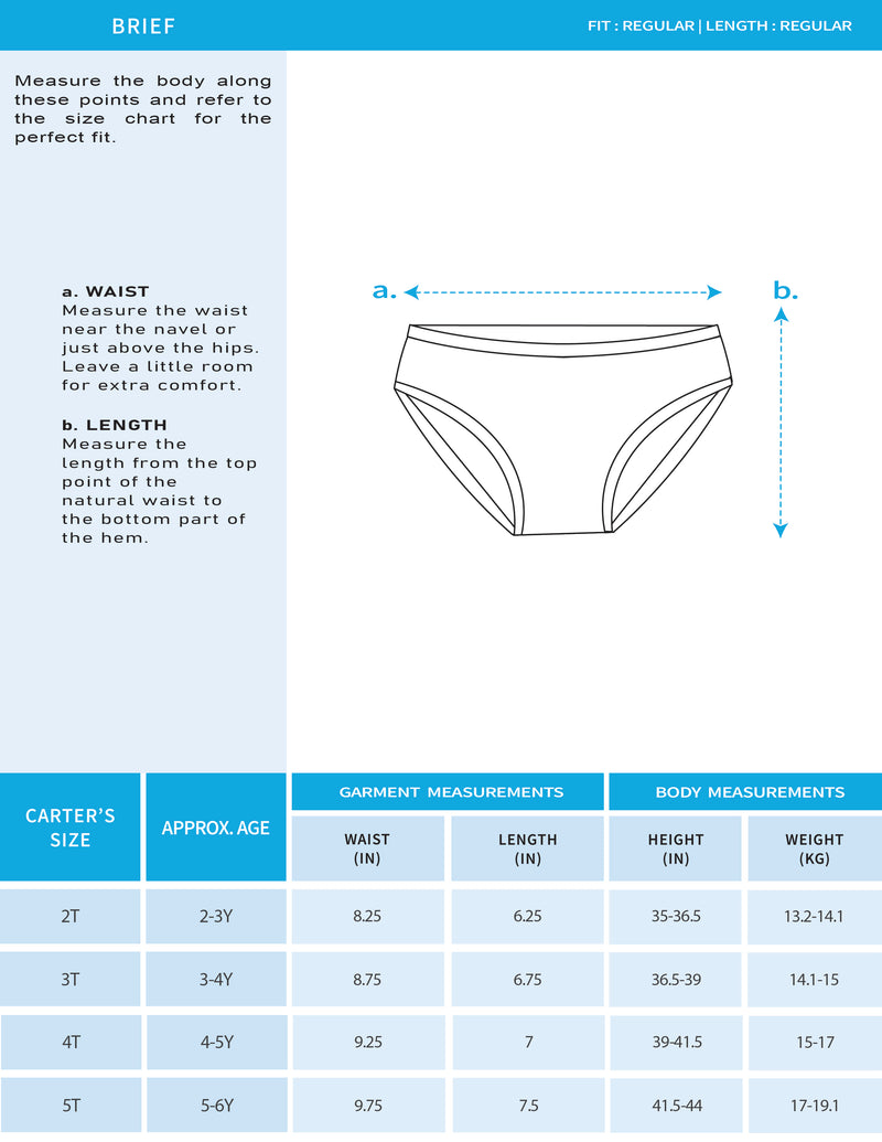Toddler Girl 3-Pack Organic Cotton Brief In Assorted Prints with Anti Microbial Finish