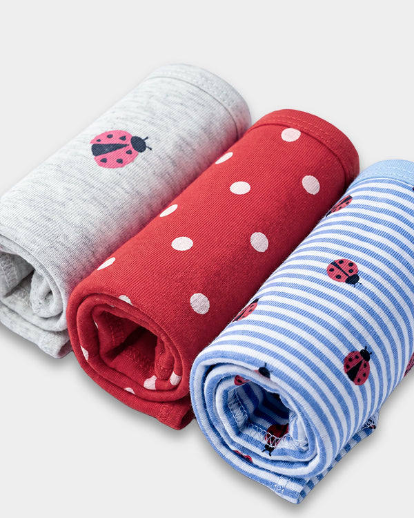 Toddler Girl 3-Pack Organic Cotton Brief In Assorted Prints with Anti Microbial Finish