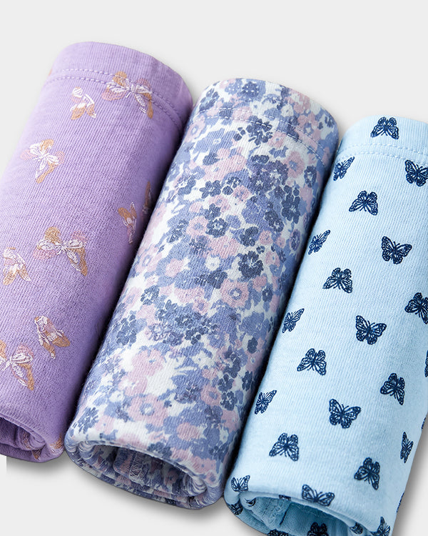 Toddler Girl 3-Pack Organic Cotton Brief In Assorted Prints with Anti Microbial Finish