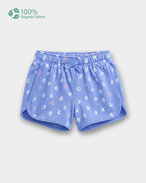 Toddler Girls Organic Cotton Pull-On Shorts In Floral Print
