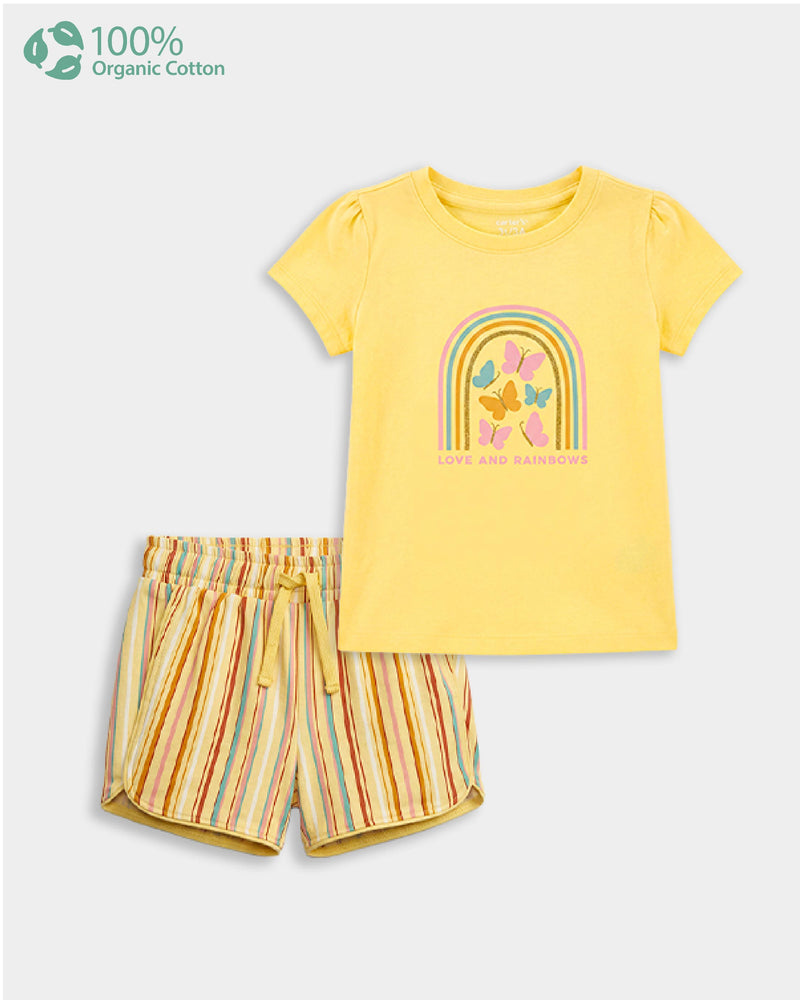Toddler Girl Organic Cotton Butterfly Print T-Shirt & Short-Set
