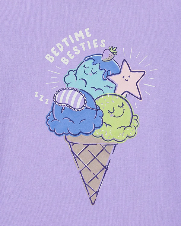 Toddler Girl Organic Cotton Ice-Cream Print T-Shirt & Shorts Sleep-Set