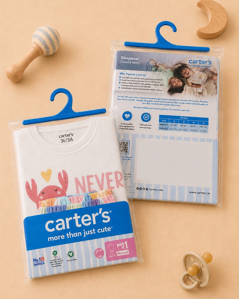 Toddler Girl Organic Cotton Crab Print T-Shirt & Shorts Sleep-Set