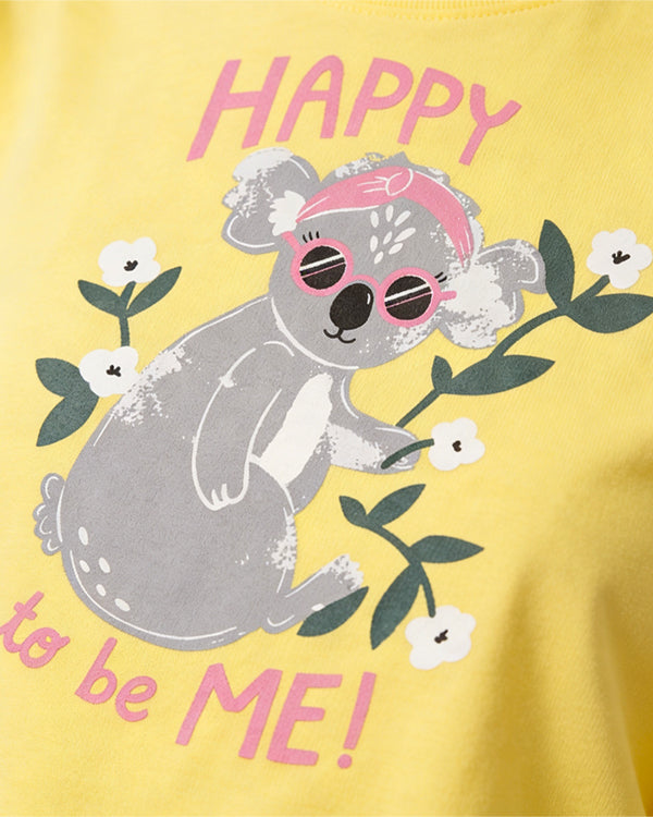 Toddler Girl Organic Cotton Crew Neck T-Shirt With Animal Print
