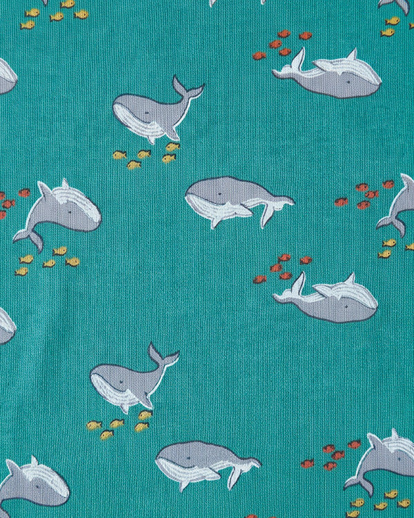 Baby Boy Organic Cotton Front Open T-Shirt In Whale Print
