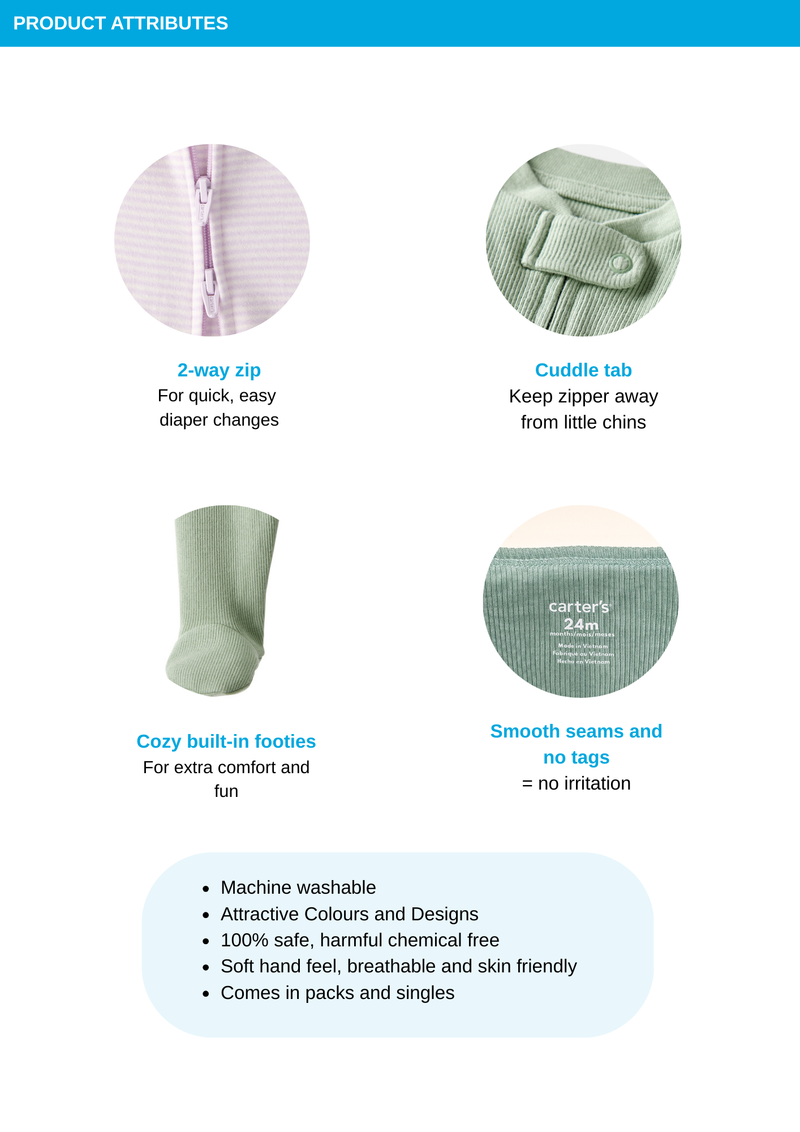 Baby Organic Cotton Sleep & Play Pajama in Sail Away